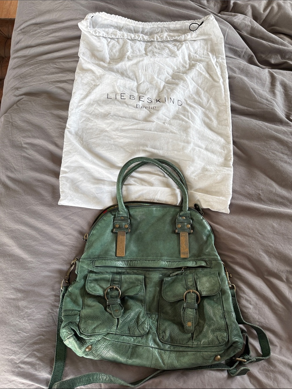 Liebeskind Emerald Green Leather Shoulder Satchel